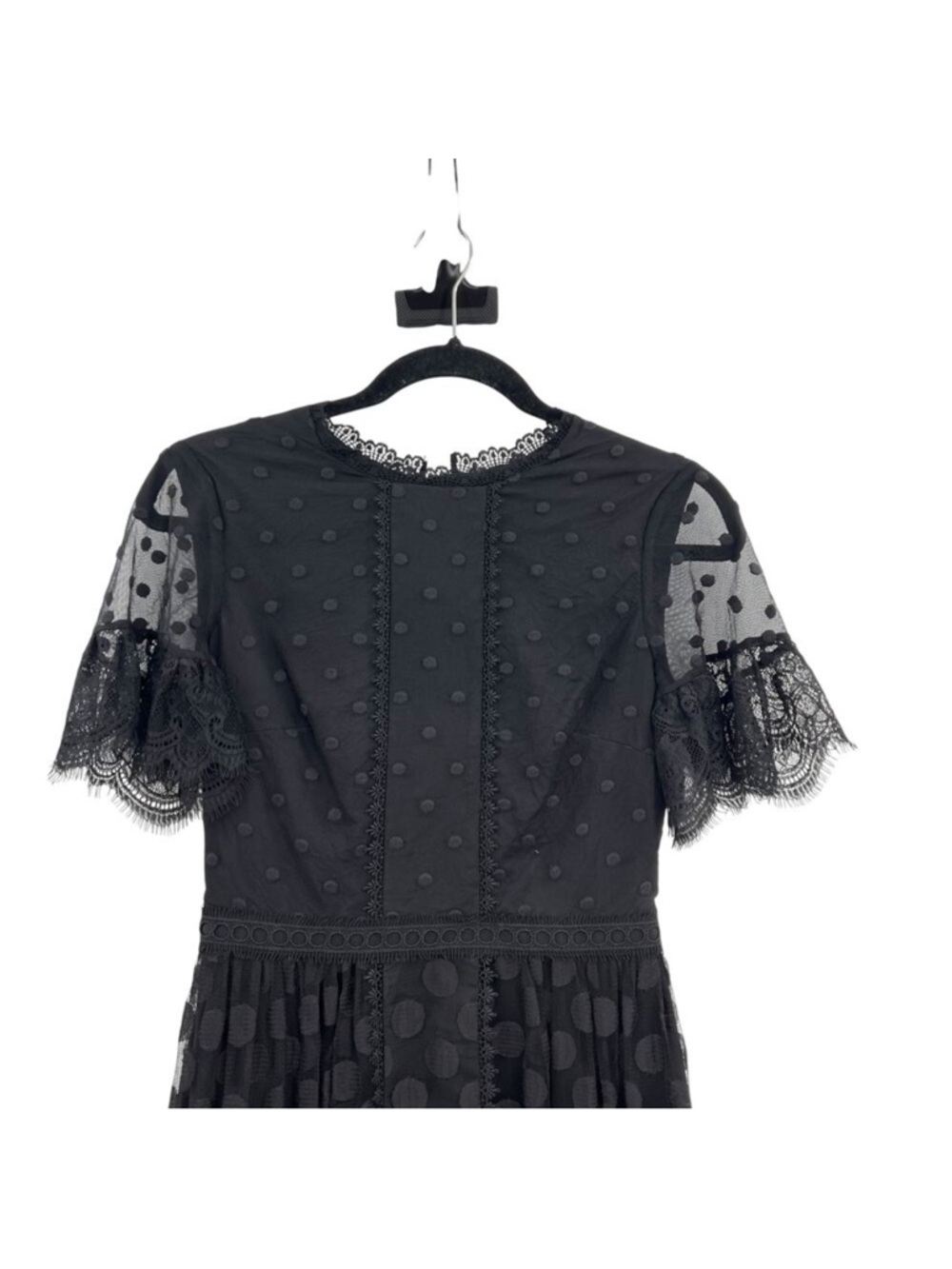 Elegant Saloni Black Lace Andi Polka Dot Dress - Picture 3 of 10